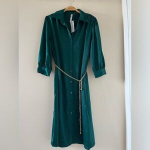 Midi emerald green satin dress 💚